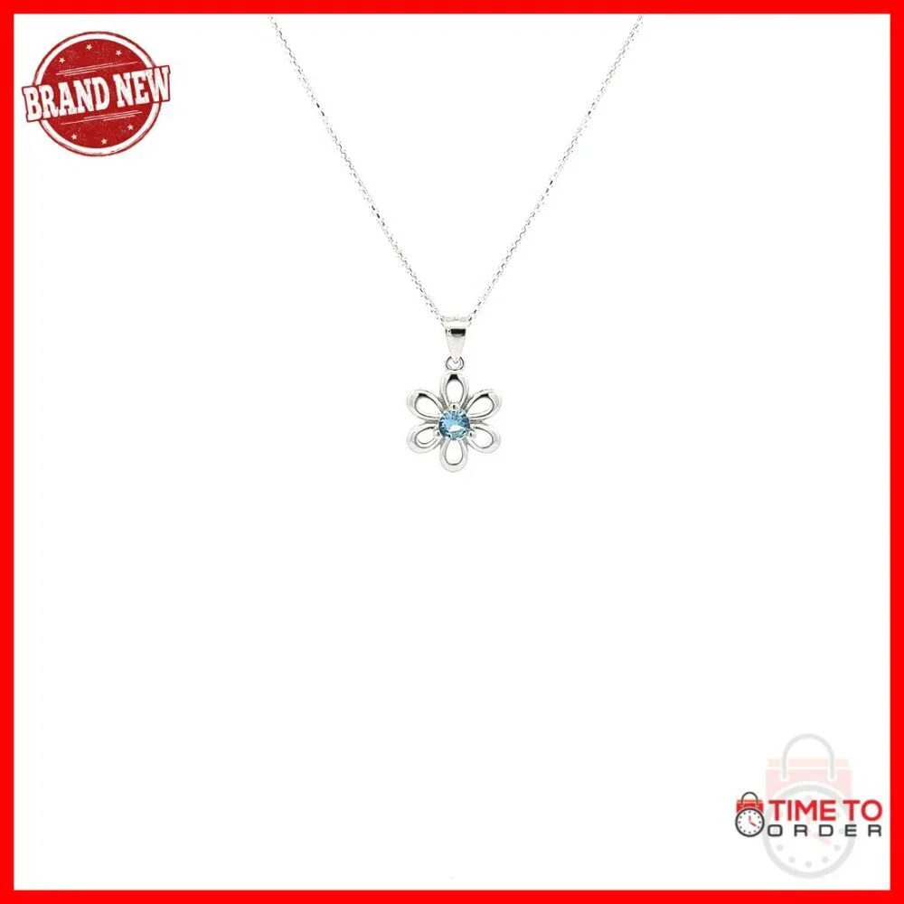 Sterling Silver Daisy Birthstone Necklace 14 Inch Chain Kids Jewelry